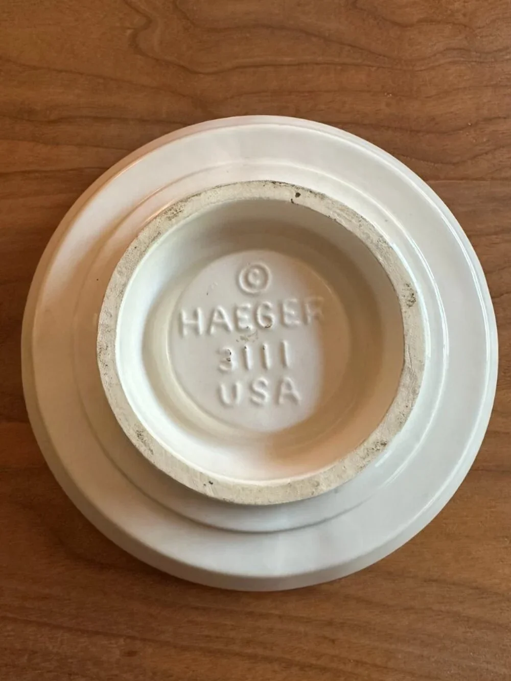 Vintage White Haegar Potteries Concentric Ring Pillar Candle Holder Mold